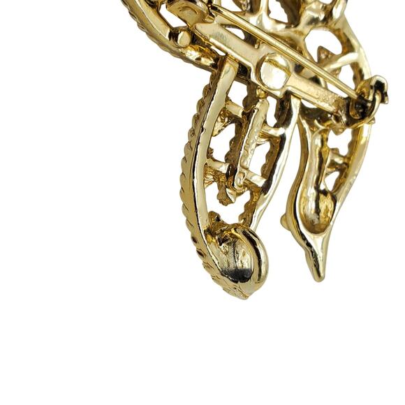 Gerrys Peace Dove Brooch Gold Bird Pin Tone Off White Enamel Pendant Vintage 60s - Picture 7 of 7